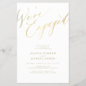Budget goud We're Engaged verlovingsfeest uitnodig Flyer (Voorkant)