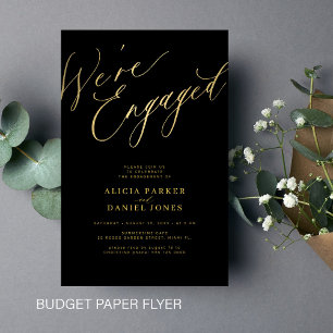 Budget goud We're Engaged verlovingsfeest uitnodig Flyer