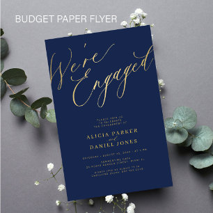 Budget goud We're Engaged verlovingsfeest uitnodig Flyer