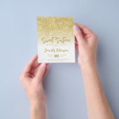 Budget Goud Wit Glitter Sweet 16 Uitnodigen Flyer (Hand)