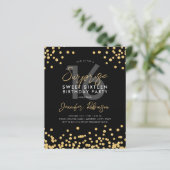 Budget Goud Zwart Confetti Verrassing Sweet 16 (Staand voorkant)
