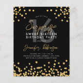 Budget Goud Zwart Confetti Verrassing Sweet 16 (Voorkant)