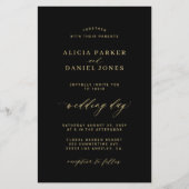 Budget goud zwart foto bruiloft uitnodiging flyer (Voorkant)