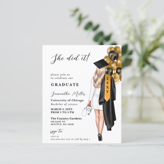 Budget goud zwart verpleegster ze deed het Afstude (Staand voorkant)