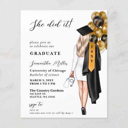 Budget goud zwart verpleegster ze deed het Afstude (Voorkant)