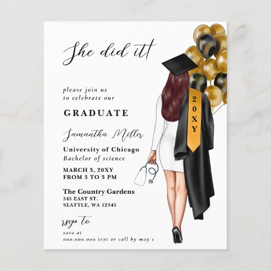 Budget goud zwart verpleegster ze deed het Afstude (Voorkant)