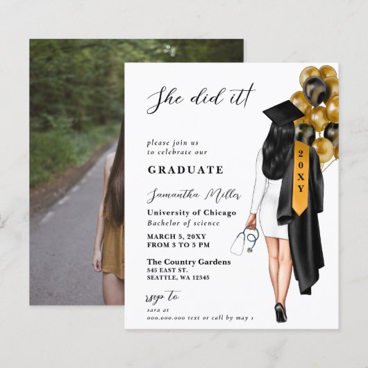 Budget goud zwart verpleegster ze deed het Afstude (Voorkant / Achterkant)