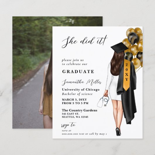 Budget goud zwart verpleegster ze deed het Afstude (Voorkant / Achterkant)