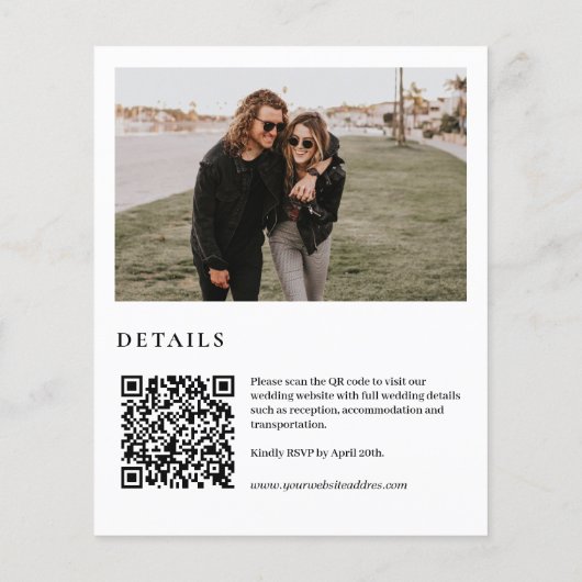 Budget gouden agaat Foto QR code bruiloft uitnodig (Achterkant)