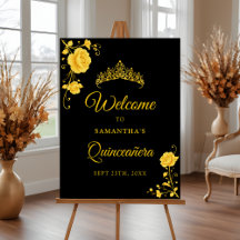Budget Gouden Bloemige Quinceañera Welkom Bord