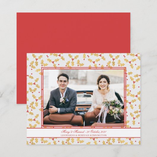 Budget Gouden Folie Holly Merry Married Christmas (Voorkant / Achterkant)