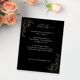 Budget Gouden Gelijnde Bloemen Details op Zwart Flyer