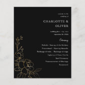 Budget Gouden Gevoerde Bloemen Huwelijksceremonie Flyer (Voorkant)