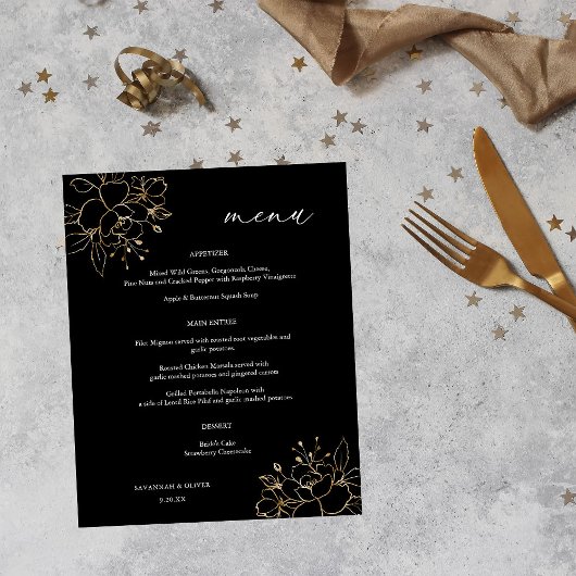 Budget Gouden Gevoerde Bloemen Huwelijksceremonie  Flyer