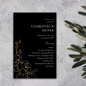 Budget Gouden Gevoerde Bloemen Huwelijksceremonie  Flyer