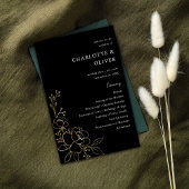 Budget Gouden Gevoerde Bloemen Huwelijksceremonie Flyer