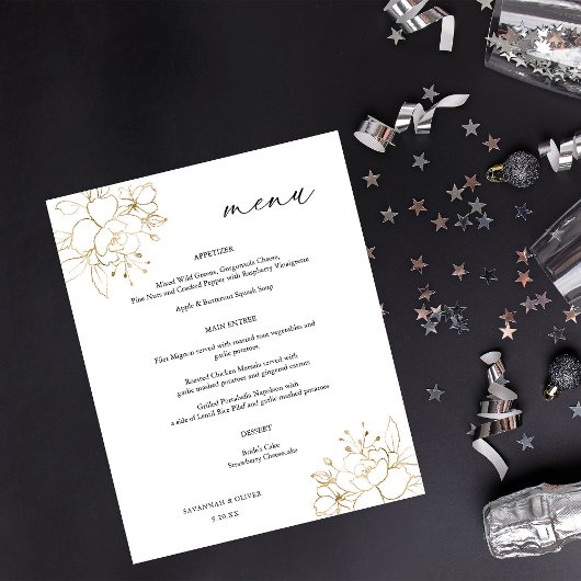 Budget Gouden Gevoerde Bloemen Huwelijksceremonie  Flyer