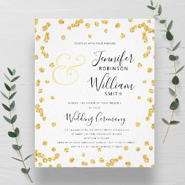 BUDGET Gouden Glitter Confetti Script Bruiloft Flyer