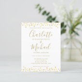 Budget Gouden Harten Confetti Script Trouw Uitnodi (Staand voorkant)