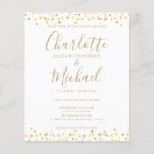 Budget Gouden Harten Confetti Script Trouw Uitnodi (Voorkant)
