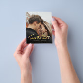 Budget Gouden Kalligrafie Foto Save the Date Kaart (Hand)