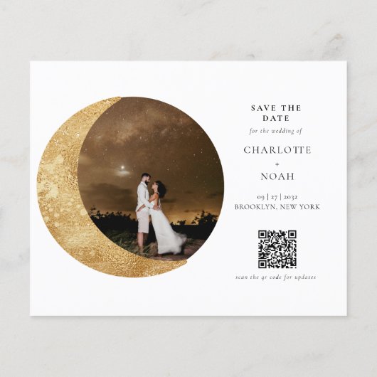 BUDGET Gouden Maan Stars Foto QR Code Huwelijk (Achterkant)