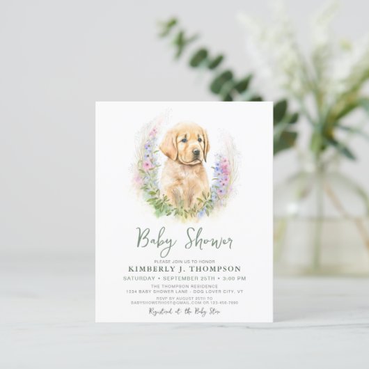Budget Gouden Retriever Puppy Hond Baby Shower (Staand voorkant)