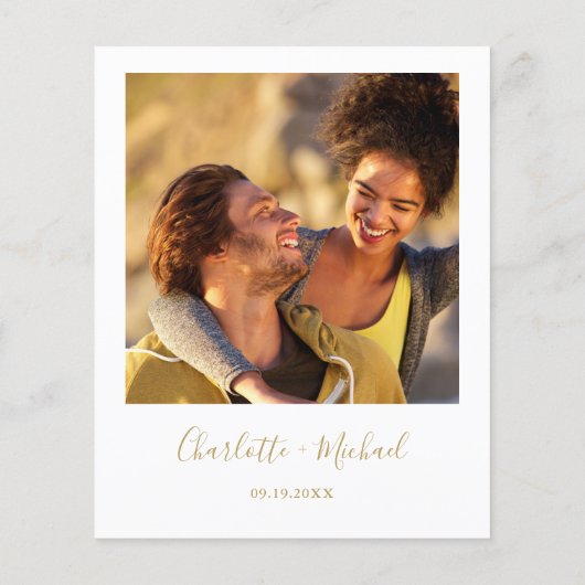 Budget Gouden Script Foto Huwelijksuitnodiging (Achterkant)