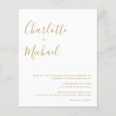 Budget Gouden Script Foto Huwelijksuitnodiging (Voorkant)