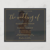 Budget Gouden Script Foto Huwelijksuitnodiging (Voorkant)