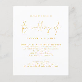 Budget Gouden Script QR Code Trouw Uitnodiging