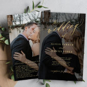 Budget gouden script QR foto bruiloft uitnodiging