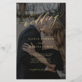 Budget gouden script QR foto bruiloft uitnodiging Flyer (Voorkant)