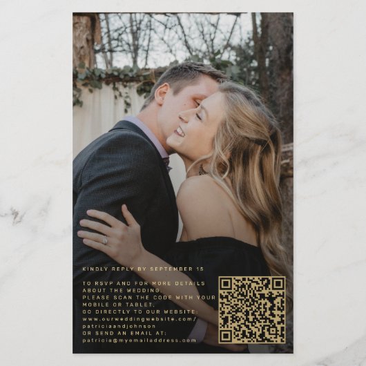 Budget gouden script QR foto bruiloft uitnodiging Flyer (Achterkant)