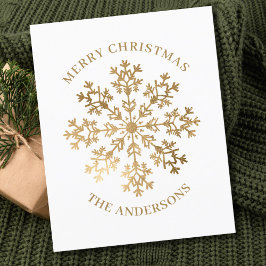 Budget Gouden Sneeuwvlok Kerst Kaart