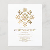 Budget Gouden Sneeuwvlok Kerstuitnodiging Flyer (Voorkant)