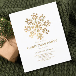 Budget Gouden Sneeuwvlok Kerstuitnodiging Flyer