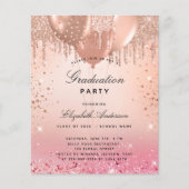 Budget graduatie partij roze rosé gouden ballonnen (Voorkant)