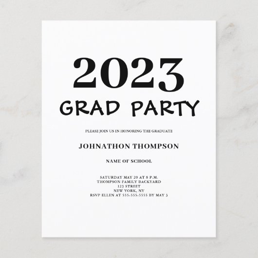 Budget Graduation Party Invitation Flyer (Voorkant)