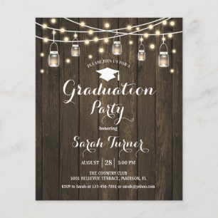 Budget Graduation Party Rustic Wood Invite Flyer