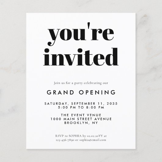 Budget Grand Opening Special Event Business Lancer (Voorkant)