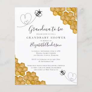 Budget Grandma to Bee Baby shower Invitation