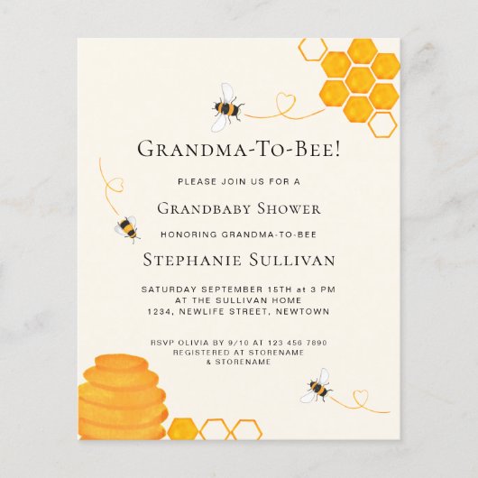 Budget Grandma to bee Grandbaby Shower Invitation (Voorkant)