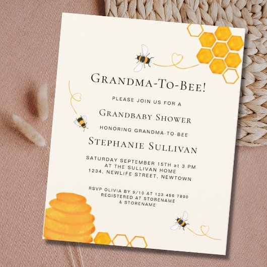Budget Grandma to bee Grandbaby Shower Invitation