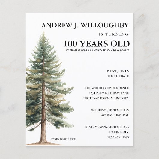 Budget Grappige 100e Verjaardag uitnodiging (Voorkant)