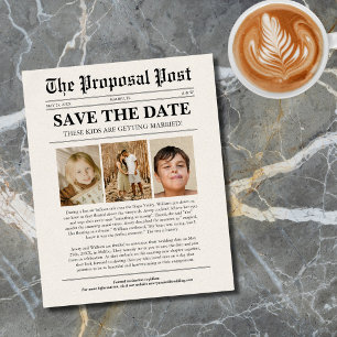 Budget Grappige Bruiloft Krant Save The Date Flyer
