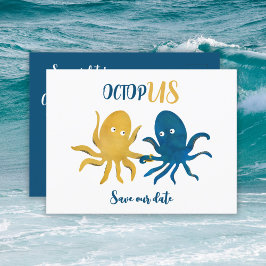 Budget Grappige Octopus Navy en goud sparen de dat Aankondigingskaart