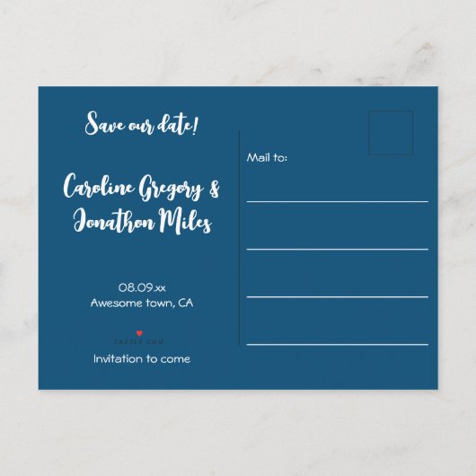 Budget Grappige Octopus Navy en goud sparen de dat Aankondigingskaart (Achterkant)