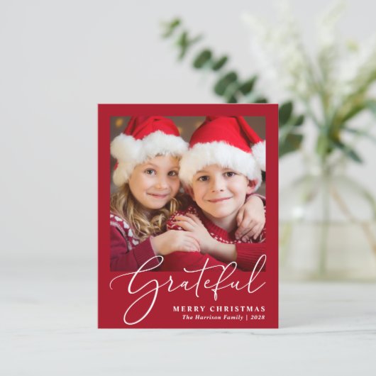 Budget Grateful Photo Red Kerstfeestdag (Staand voorkant)