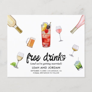 Budget Gratis Drinken Bruiloft Save The Date Flyer